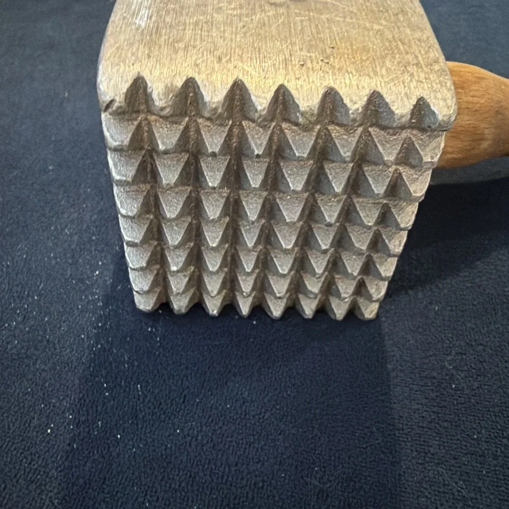 Vintage Large Heavy Duty Aluminum‎ Meat Tenderizer With Wood Handle